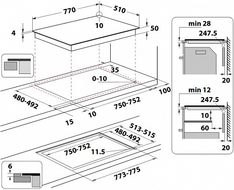 Поверхность плиты  WF S7977 CPNE