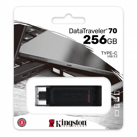 USB zibatmiņa Kingston USB Flash Drive DataTraveler 70 256 GB, USB 3.2 Gen 1 Type-C, Black DT70/256GB
