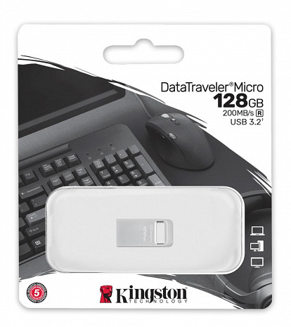 USB zibatmiņa Kingston USB 3.2 Flash Drive DataTraveler micro 128 GB, USB 3.2, Silver DTMC3G2/128GB