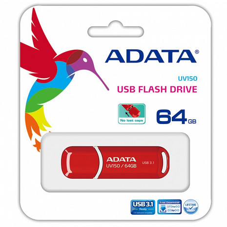 USB zibatmiņa MEMORY DRIVE FLASH USB3.1 64GB/RED AUV150-64G-RRD ADATA AUV150-64G-RRD