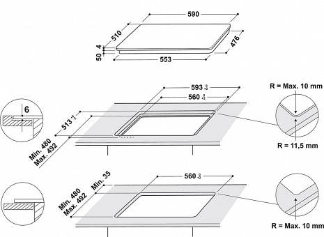 Поверхность плиты  HB4860B NE