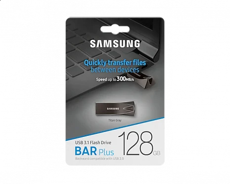 USB zibatmiņa Samsung BAR Plus MUF-128BE4/APC 128 GB, USB 3.1, Grey MUF-128BE4/APC