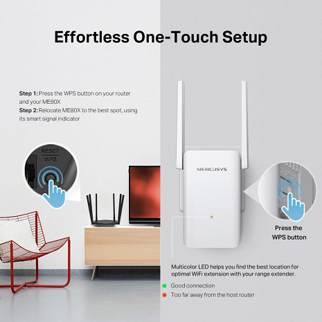 Wi-Fi Bezvadu tīkla pārklājuma paplašinātājs  ME80X