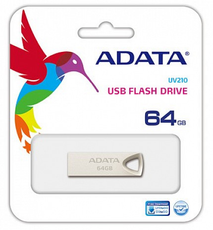 USB zibatmiņa ADATA UV210 64 GB, USB 2.0, Silver AUV210-64G-RGD