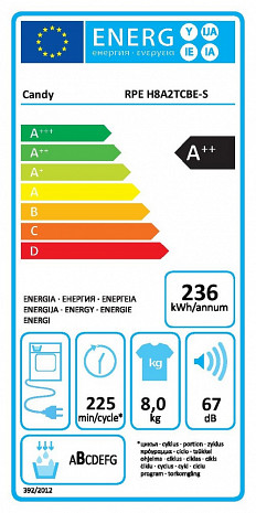 Veļas žāvētājs  RPE H8A2TCBE-S