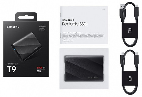 Cietais disks External SSD|SAMSUNG|T9|2TB|USB 3.2|Write speed 1950 MBytes/sec|Read speed 2000 MBytes/sec|MU-PG2T0B/EU MU-PG2T0B/EU