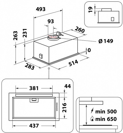 Tvaika nosūcējs  WCTH 63F LEB X