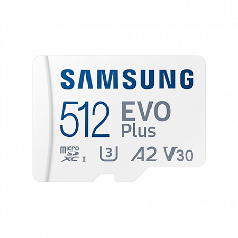 Карта памяти Samsung microSD Card EVO PLUS 512 GB, MicroSDXC, Flash memory class 10, SD adapter MB-MC512KA/EU