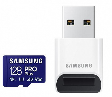 Atmiņas karte ar USB adapteri MEMORY MICRO SDXC PRO+ 128GB/W/READER MB-MD128SB/WW SAMSUNG MB-MD128SB/WW