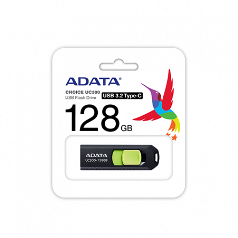 USB zibatmiņa ADATA FlashDrive UC300 128 GB, USB 3.2 Gen 1, Black/Green ACHO-UC300-128G-RBK/GN