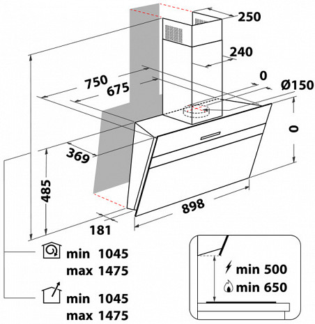 Tvaika nosūcējs  WHVS 91F LT DP K