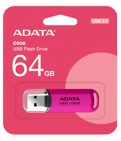 USB zibatmiņa MEMORY DRIVE FLASH USB2 64GB/PINK AC906-64G-RPP A-DATA AC906-64G-RPP