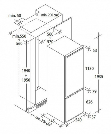 Ledusskapis  CBL3519FW