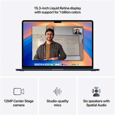 Ноутбук MacBook | Air | Midnight | 15 " | 2880 x 1864 pixels | Apple M4 | 16 GB | Solid-state drive capacity 512 GB | Apple M4 MW1M3RU/A