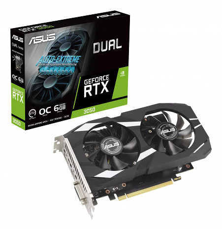 Grafiskā karte NVIDIA GeForce RTX 3050|6 GB|GDDR6|96 bit|PCIE 4.0 16x|Dual Slot Fansink| DUAL-RTX3050-O6G
