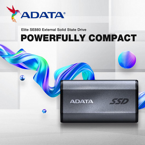 Cietais disks External SSD|ADATA|SE880|500GB|USB-C|Write speed 2000 MBytes/sec|Read speed 2000 MBytes/sec|AELI-SE880-500GCGY AELI-SE880-500GCGY