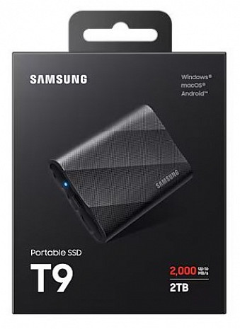 Cietais disks External SSD|SAMSUNG|T9|2TB|USB 3.2|Write speed 1950 MBytes/sec|Read speed 2000 MBytes/sec|MU-PG2T0B/EU MU-PG2T0B/EU