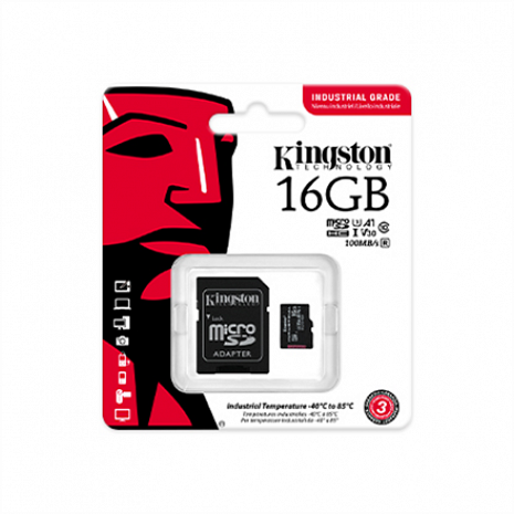 Atmiņas karte Kingston UHS-I 16 GB, microSDHC/SDXC Industrial Card, Flash memory class Class 10, UHS-I, U3, V30, A1, SD Adapter SDCIT2/16GB