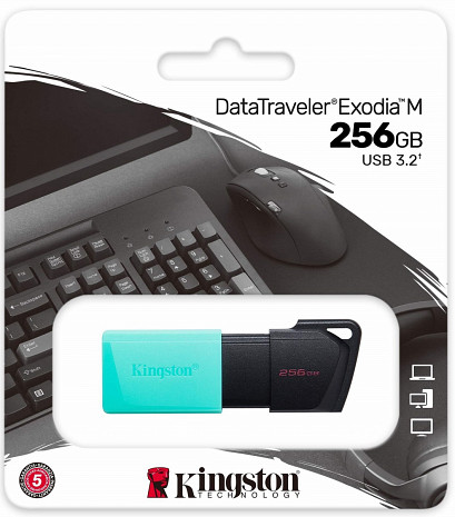 USB zibatmiņa Kingston USB Flash Drive DataTraveler Exodia 256 GB, USB 3.2 Gen 1, Black/Teal DTXM/256GB