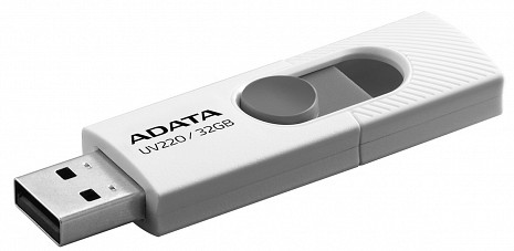 USB zibatmiņa ADATA | UV220 | 32 GB | USB 2.0 | White/Gray AUV220-32G-RWHGY