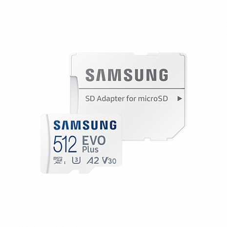 Карта памяти Samsung microSD Card EVO PLUS 512 GB, MicroSDXC, Flash memory class 10, SD adapter MB-MC512KA/EU