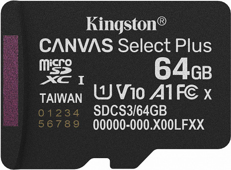 Карта памяти MEMORY MICRO SDXC 64GB UHS-I/SDCS3/64GBSP KINGSTON SDCS3/64GBSP