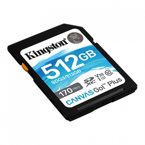 Карта памяти Kingston Canvas Go! Plus 512 GB, SD, Flash memory class 10 SDCG3/512GB