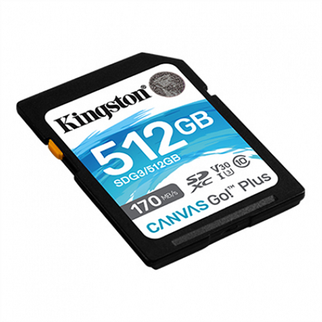 Atmiņas karte Kingston Canvas Go! Plus 512 GB, SD, Flash memory class 10 SDCG3/512GB