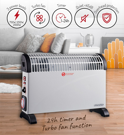 Konvekcijas gaisa sildītājs ar ventilatoru  MS 7741 white