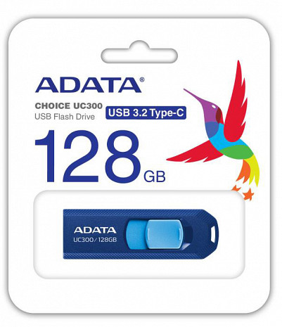 USB zibatmiņa MEMORY DRIVE FLASH USB-C 128GB/ACHO-UC300-128G-RNB/BU ADATA ACHO-UC300-128G-RNB/BU