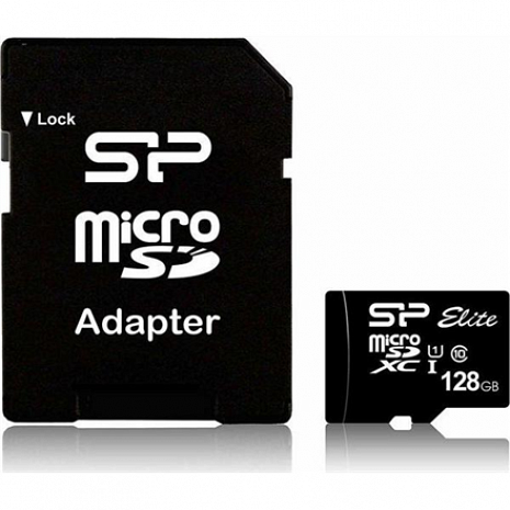 Карта памяти Silicon Power Elite SP128GBSTXBU1V10SP 128 GB, micro SDXC, Flash memory class 10, Adapter SP128GBSTXBU1V10SP