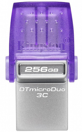USB zibatmiņa Kingston DataTraveler DT Micro Duo 3C 256 GB, USB Type-C and Type-A, Purple DTDUO3CG3/256GB