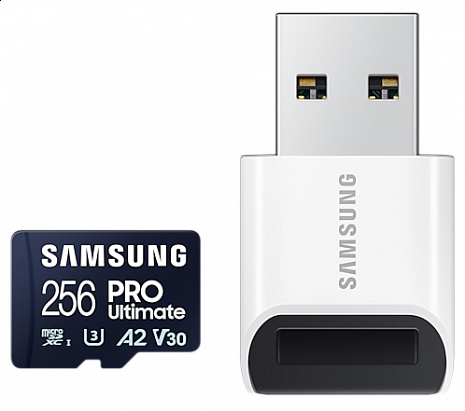 Карта памяти Samsung MicroSD Card with Card Reader PRO Ultimate 256 GB, microSDXC Memory Card, Flash memory class U3, V30, A2 MB-MY256SB/WW