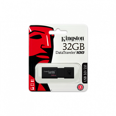 USB zibatmiņa DataTraveler 100 Generation 3 32 GB, USB 3.0, Black DT100G3/32GB