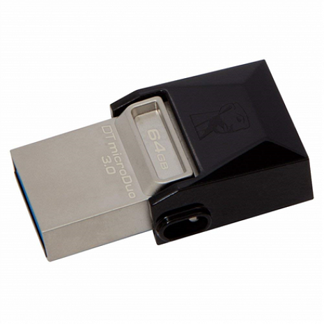 USB zibatmiņa DataTraveler microDuo 64 GB, USB 3.0, microUSB, Metal/Black DTDUO3/64GB
