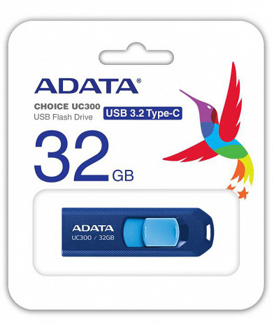 USB zibatmiņa MEMORY DRIVE FLASH USB-C 32GB/ACHO-UC300-32G-RNB/BU ADATA ACHO-UC300-32G-RNB/BU