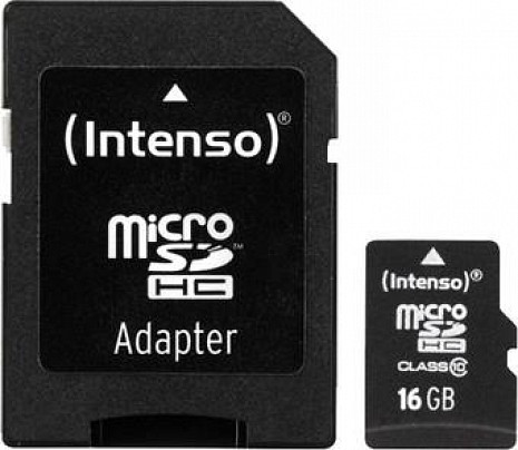 Карта памяти MEMORY MICRO SDHC 16GB C10/W/ADAPTER 3413470 INTENSO 3413470