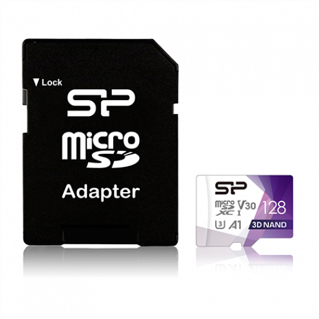 Atmiņas karte Silicon Power Superior Pro 128 GB, micro SDXC, Flash memory class 10, with Adapter, C10,UHS-I U3, A1, V30 SP128GBSTXDU3V20AB