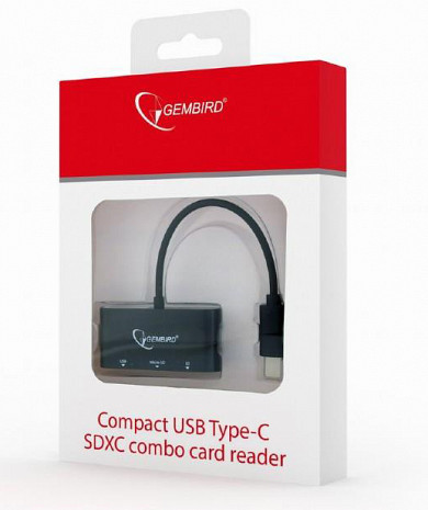 Atmiņas karšu lasītājs MEMORY READER USB-C SD/COMBO UHB-CR3-02 GEMBIRD UHB-CR3-02