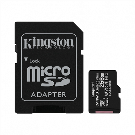 Atmiņas karte Kingston Canvas Select Plus UHS-I 256 GB, MicroSDXC, Flash memory class 10, SD Adapter SDCS2/256GB