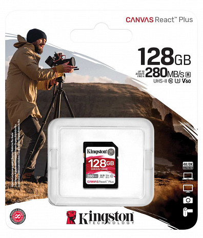 Карта памяти Kingston UHS-II Video Speed Class (V60) | 128 GB | SD | Flash memory class Class 10, UHS-II, U3, V60 SDR2V6/128GB