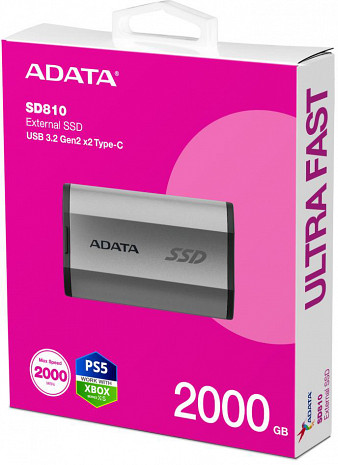 SSD disks External SSD|ADATA|SD810|2TB|USB-C|Write speed 2000 MBytes/sec|Read speed 2000 MBytes/sec|SD810-2000G-CSG SD810-2000G-CSG