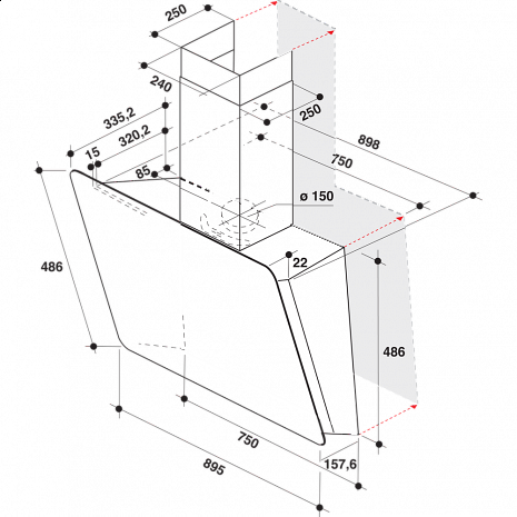 Вытяжка  WHVS 93F LT BSS/1