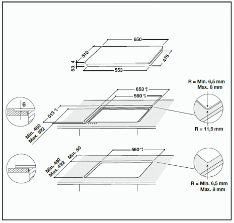 Поверхность плиты  SMP658C/BT/IXL