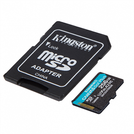 Atmiņas karte Kingston microSD Canvas Go! Plus 256 GB, MicroSD, Flash memory class 10, SD Adapter SDCG3/256GB