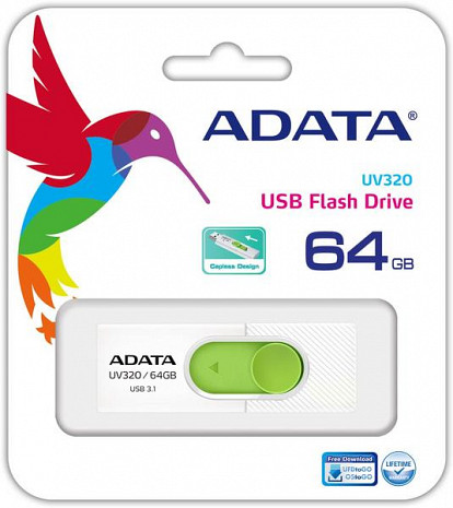 USB zibatmiņa MEMORY DRIVE FLASH USB3.1 64GB/WHITE AUV320-64G-RWHGN ADATA AUV320-64G-RWHGN