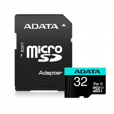 Карта памяти ADATA Premier Pro UHS-I U3 32 GB, microSDHC, Flash memory class 10, Adapter AUSDH32GUI3V30SA2-RA1