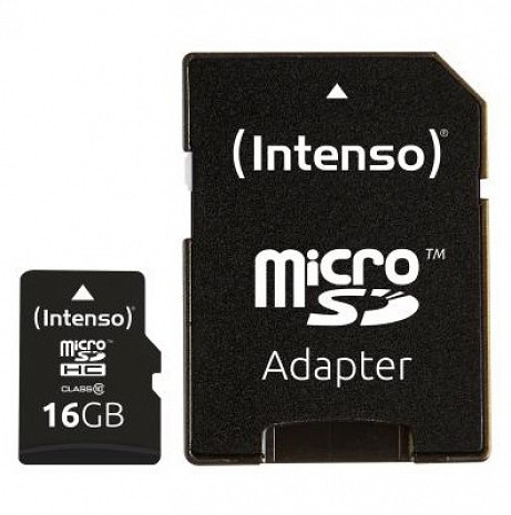 Atmiņas karte Intenso Memory Micro SDHC 16GB C10 W/Adapter 3413470 SDHC 16GB Intenso