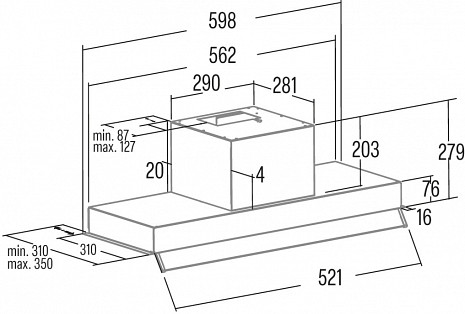 Tvaika nosūcējs ARMONIA 60 BK 02186409