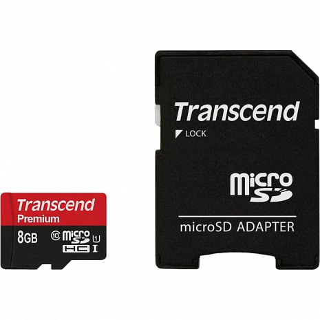 Карта памяти MEMORY MICRO SDHC 8GB W/ADAPT/UHS-I C10 TS8GUSDU1 TRANSCEND TS8GUSDU1